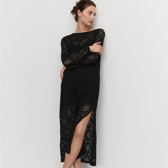 MANGO Geometric-pattern openwork dress - Picture 4 of 4